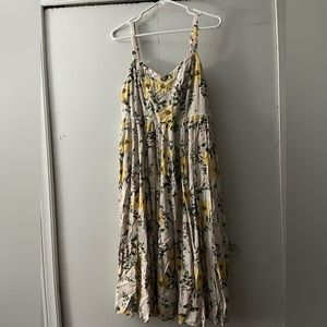 Torrid Floral Yellow and Cream Dress